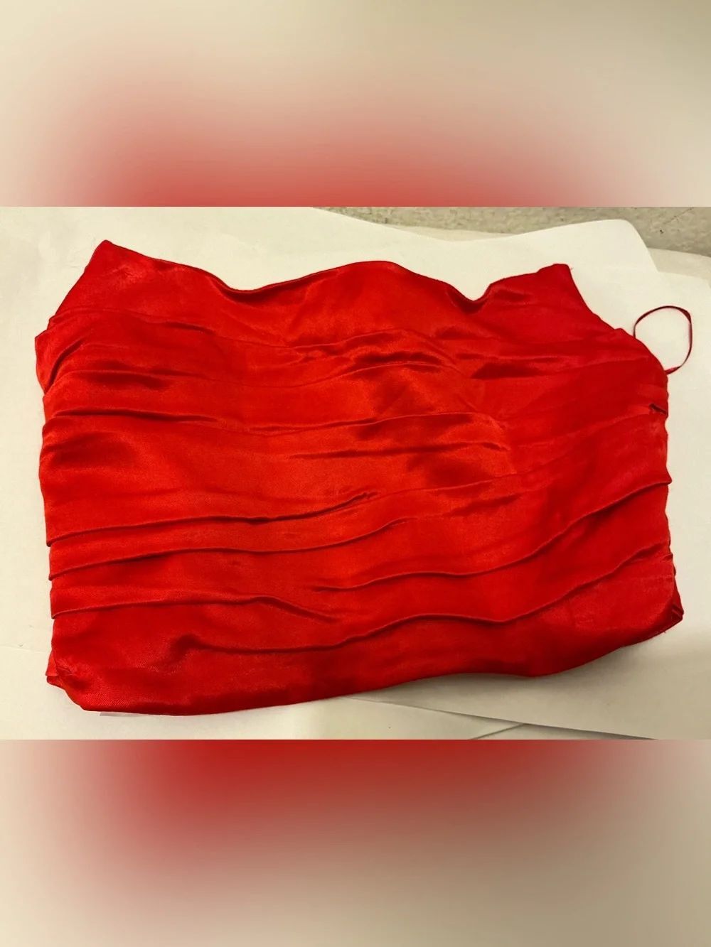 NWT Zara Red Strapless bustier Ruched Crop Top size small